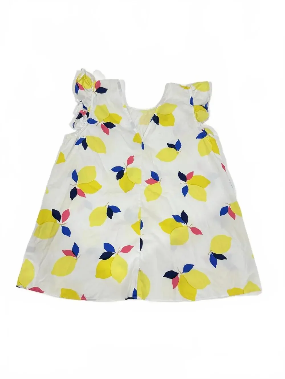 Kate Spade New York Lemon Print Ruffle Sleeve Top White Yellow XS - Picture 3 of 9